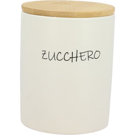 BARATTOLO PER ZUCCHERO TONDO 10X13 CM CON TOP IN LEGNO (1/5)