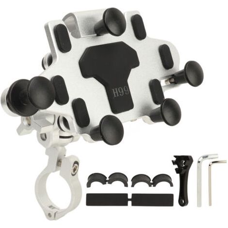 BUNTHAUS Support de téléphone pour moto, rotation à 540°, 2 vitesses, réglable, stable, argenté