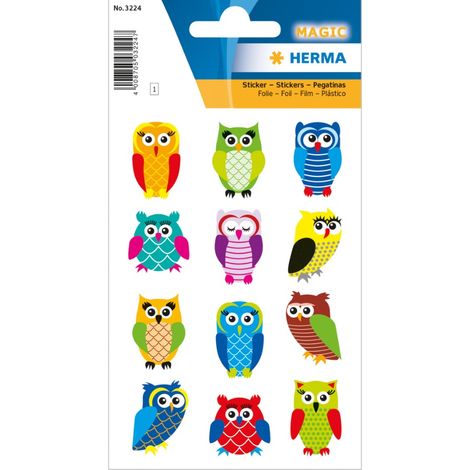 Pegatinas magic owls glittery foil