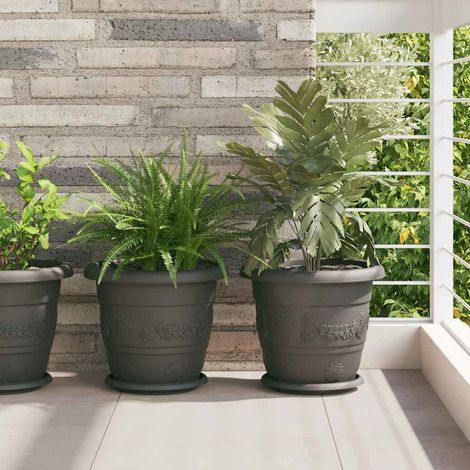 Runder Blumentopf 6 pcs Schwarz Ø 30 x 25 cm Kunststoff