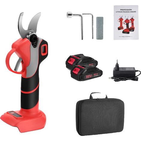 Tijeras de podar, motor sin escobillas, diseño ergonómico, 2 baterías, enchufe europeo. (1/2)