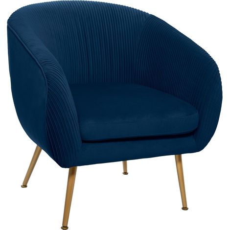 Poltrona Solaro in velluto plissettato blu - Atmosphera créateur d'intérieur