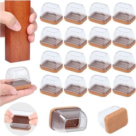 Protection Pied de Chaise,Patin Silicone pour Mobilier,Embout de Chaise avec Coussinets en Feutre,pour Lit,canapé,étagère,16pcs (1/4)