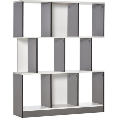 Mobile Libreria a 8 Ripiani per Soggiorno e Camera da Letto, in Legno, 100x24x124 cm, Grigio Carbone