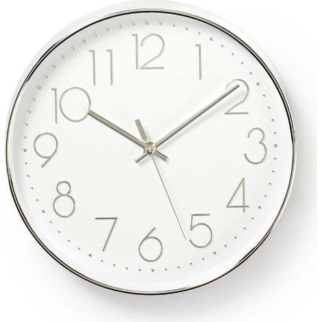 Reloj de pared blanco y plata ø30cm (Nedis CLWA015PC30SR) (1/3)