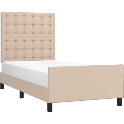 Estructura cama sin colchón cuero sintético capuchino 90x190 cm vidaXL (1/5)