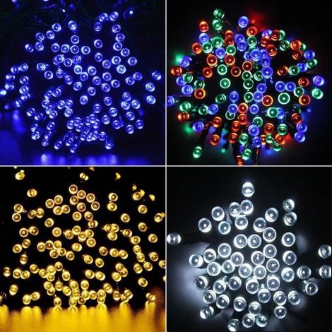 BLEU Guirlande lumineuse 22 M 200 LEDs 8 Modes Energie solaire pour Déco Extérieur Noël Mariage Fête Soirée (1/4)