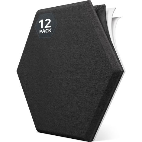 Sound Insulation with MLV Hexagon Panel Wall Covering Sticker, Pack of 12 Panels Soundproofing Panels and Noise Insulation for Wall, Ceiling, Door, Bedroom, Studio, Office, Black (1/5)