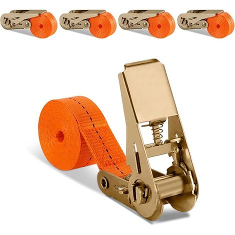 Spanngurte mit Ratsche 2M - 4er Pack Ratschengurte, Verstellbare Zurrgurte mit Klemmschloss, Enorm Robuste Zurrgurt, für Auto, Sackkarre, Motorrad, Gepäckpakete, Camping, Feste Ladung (1/5)