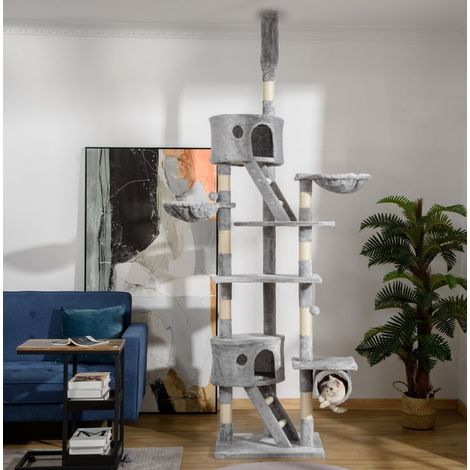 Albero tiragraffi da soffitto 240-260 cm, grigio chiaro, con sisal DESVIAE (1/5)