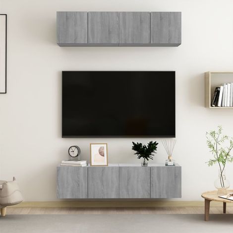 TV-Wandschränke 4 Stk. Grau Sonoma 60x30x30 cm Holzwerkstoff
