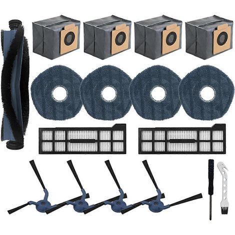 Pièces de rechange pour aspirateur robot Omni X10 Pro : 1 brosse principale, 4 serpillères, 4 brosses latérales, 2 filtres et 4 sacs à poussière. (1/5)