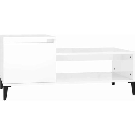 Table basse de salon, Table Café, Blanc brillant 100x50x45 cm Bois d'ingénierie OIB2819E (1/5)