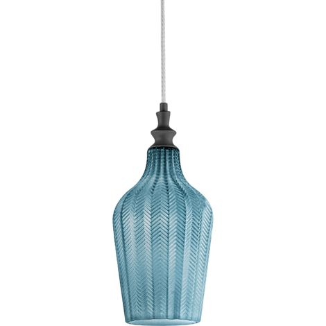 Lampe À Suspension Cleofe S/12 Cobalt - Structure En Métal Noir Mat Avec Verre Transparent 1Xe27 Ip20 - Gealuce (1/3)