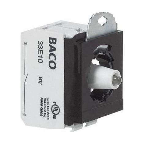 BACO BA333EAWL11 Elemento di contatto, Elemento LED con adattatore di montaggio 1 NC, 1 NA Bianco Momentaneo 24 V 1 pz. (1/3)