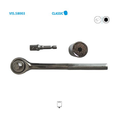 KIT DOUILLE UNIVERSELLE + CLIQUET + ADAPTATEUR - 58003 - LEMAN (1/2)