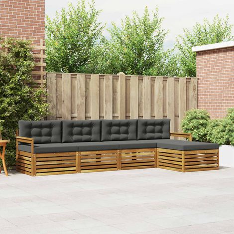 vidaXL Outdoor-Sofagarnitur mit Kissen 5 pcs Natur und Anthrazit (1/5)