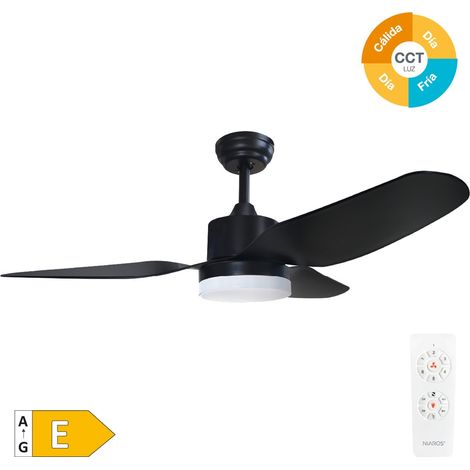 Ventilador techo Bumera con luz CCT regulable y mando Ø117 Negro (1/5)