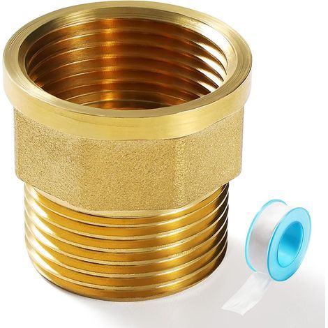 G1-Innengewinde auf G1-Außengewinde-Achtkantmuffen-Rohrverschraubungsadapter aus Messing, Messing-Rohrreduzierstücke, Messingfittings, mit Dichtungsband, für Rohrverbindungen (1/5)