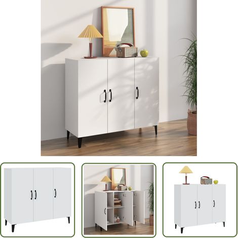 Furniture Limited - Buffet blanc 90x34x80 cm bois d'ingénierie (1/5)