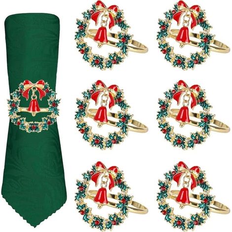 Ronds de serviette de Noël en forme de couronne (6 pièces), Noël (1/5)