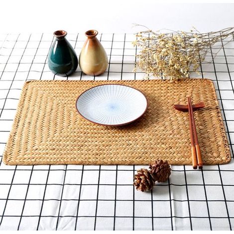 Sets de table en rotin tressé, lot de 6, sets de table en jonc de mer naturel pour diverses occasions (1/5)