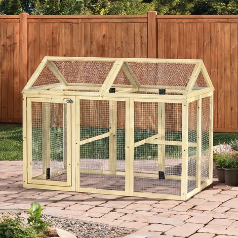SunJet Poulailler, abri pour poules, Enclos en bois naturel - Réf. U0SDBO70SHA5 (1/5)