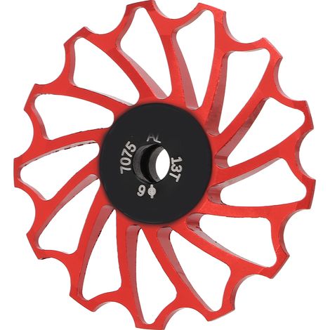 Dérailleur arrière VTT poulie métal céramique 13T galet guide vélo roue tension rouge (1/5)