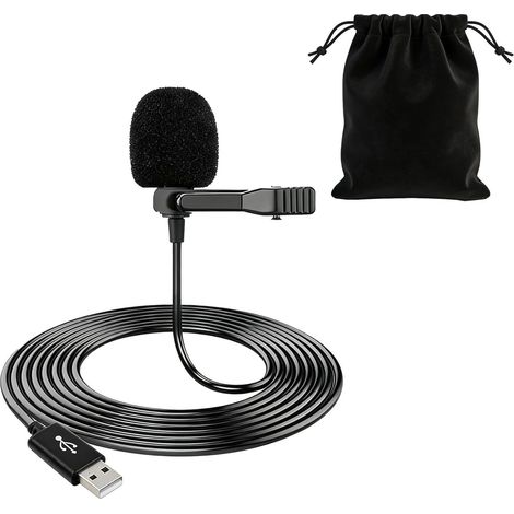 Micrófono de solapa - Micrófono de condensador USB omnidireccional - Con cable de 1,5 m - Mini USB para PC - Para PC, portátil, podcasting, canto y grabación en red, Plug & Play (1/5)