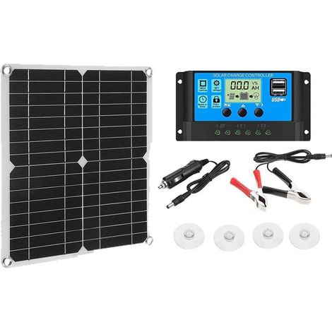 MINKUROW 12W Flexibles monokristallines Solarpanel-Kit Batterieladegerät mit Ladung, Solar-Pv-Modul-Panel-Regler für mobiles tragbares Outdoor-Camping (1/5)