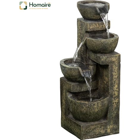 HOMAIRE Gartenbrunnen Springbrunnen mit 4 Stufen einstellbare Strömung Wasserspiel Wasserfall für Garten und Gartenteich aus Kunstharz (1/5)