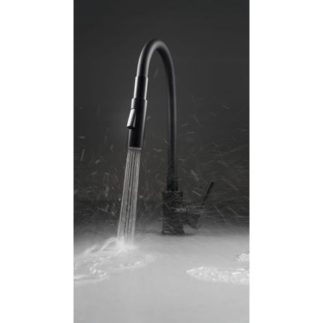 Mitigeur avec bec flexible noir mat, douche multifonctionnelle à deux jets DEANTE LUNO BOCN74M Noir mat (1/5)