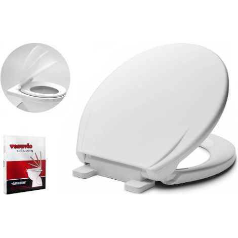 Abattant WC universel Vesuvio a' fermeture douce en re'sines thermoplastiques 42-43,5x35,8 cm adaptable aux toilettes de la se'rie Polo/Clivia