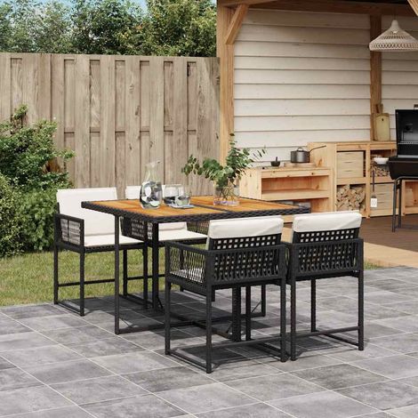 vidaXL Set de muebles jardín 5 pzas con cojines ratán sintético negro (1/5)