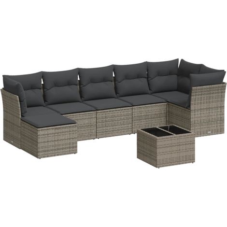 Maison Exclusive - 8-tlg. Garten-Sofagarnitur mit Kissen Grau Pol