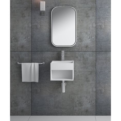 Lavabo de pared cuadrado Blanco mate - Ituri