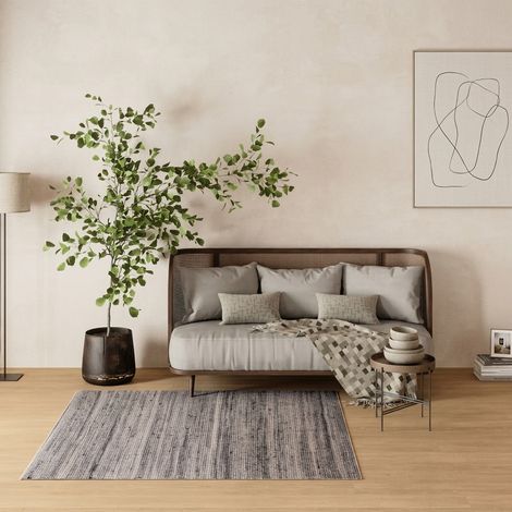 Kilim moderne Tapis Toska - Tapis en laine - 200x200cm, Square - 100% Laine vierge - Tissé main - Gris