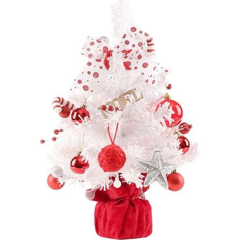 Mini Sapin de Noël avec Boîte à Musique, Blanc, Rouge, Décorations, Fournitures de Noël, Décoration D'Ornement de Noël (1/4)