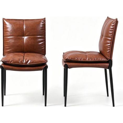 Silla de comedor moderna acolchada en marrón y negro, 2 unidades (1/5)