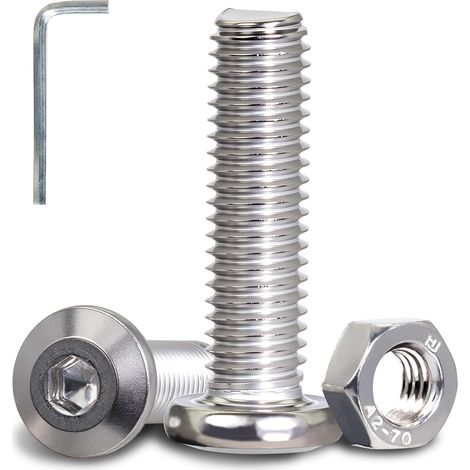 10 vis à tête cylindrique M8 x 60 mm, vis à tête fraisée à six pans creux, vis à tête ronde en acier inoxydable 304 A2 V2A (1/5)