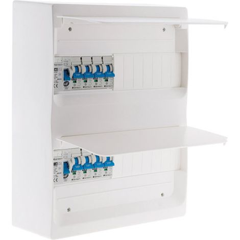 Elektrisches Schaltkasten-Set mit 26 Modulen, 8 Sicherungen + 2 Differenzschutzgeräte, vorinstalliert - Hbf