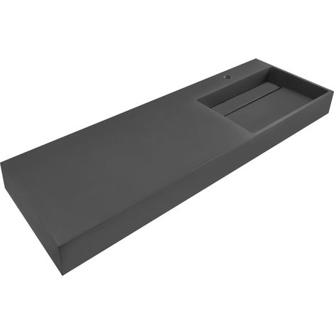 Lavabo suspendido de pared clásico rectangular fundición mineral acabado mate 150 x 48 cm negro Cusco (1/5)