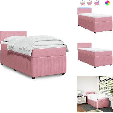 Sommier à lattes de lit avec matelas Rose 90x190 cm Velours - Sommier À Lattes De Lit - Sommiers À Lattes De Lit - Lit - Meuble De Chambre À Coucher (1/5)