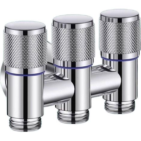 Vanne d'angle 3 voies G1/2, en acier inoxydable, 1 entrée et 3 sorties, vanne de commutation multifonction avec arrêt unique, vanne coudée répartiteur d'eau pour cuisine, salle de bain, machine à (1/5)