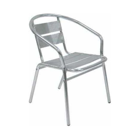 Sedia poltrona in alluminio cm 54x59x74 con braccioli e schienale a doppia fascia per bar pub giardino (1/2)