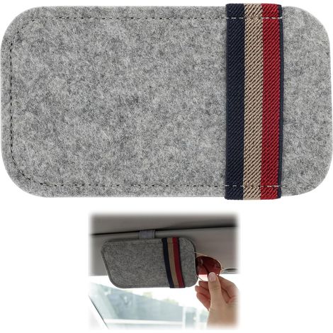 Porte Lunettes Voiture Clip Visière Universel Beige 15,5cm (1/5)