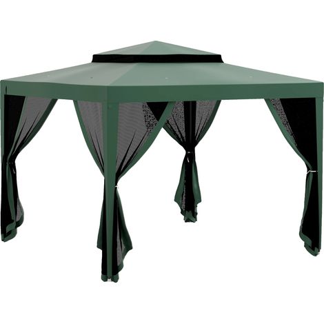 Tienda de jardín, mosquiteras desmontables, diseño de doble techo, verde (1/2)