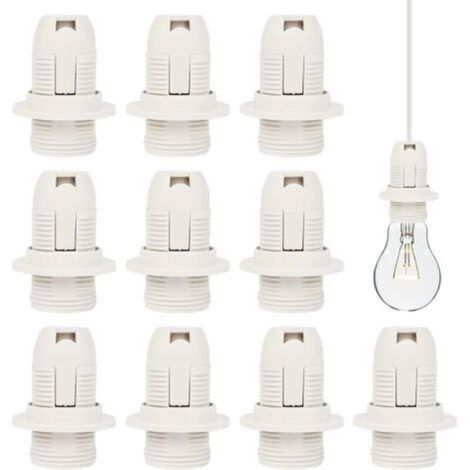 E14 Douille de Lampe 10 Pcs en Plastique 250 2A Support Vintage Adaptateur pour Ampoule à Vis Lampe à Économie d'Énergie, Blanche (1/5)
