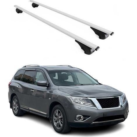 OMAC Dachträger Querträger für Nissan Pathfinder IV 2013-2020 – Abschließbar – Max. 75 kg – 2 Stangen Stahl Silber (1/5)