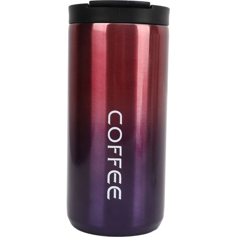 Mug isotherme en acier inoxydable, grand format, dégradé de couleurs, antidérapant, 350 ml, violet dégradé (1/5)